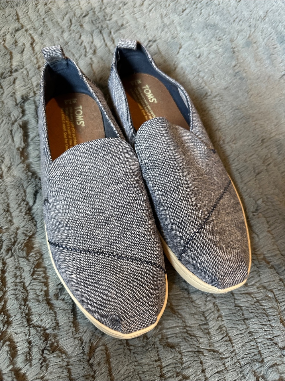 TOMS  Slip-On Canvas Loafers in Blue Denim